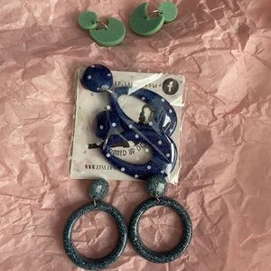 Set of Blue clip earrings